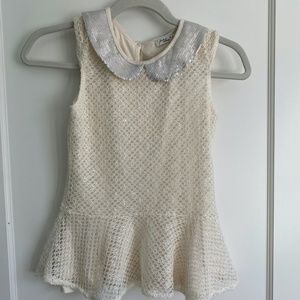 NWT Cream Sequin and Lace Top Size L